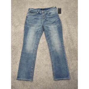 True Religion Jeans Mens 36 Faded Denim Ricky Relaxed Straight Medium Muggy Wash